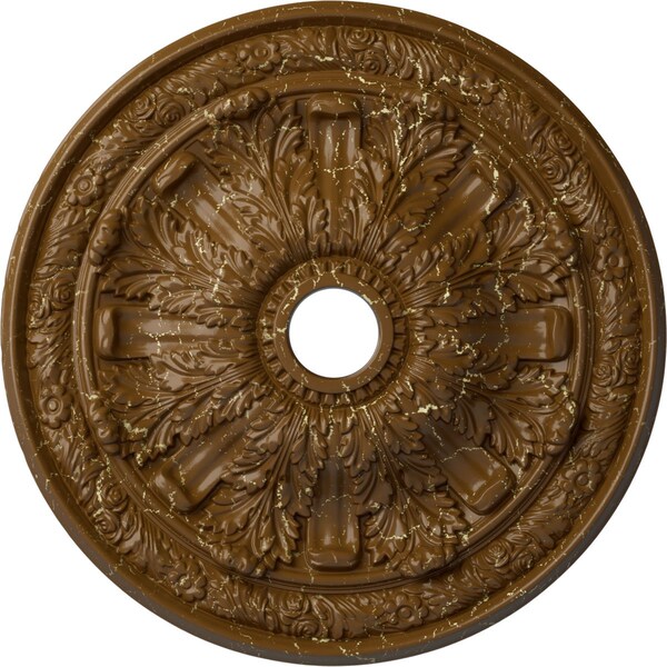 Ekena Millwork Flagstone Medallion (Canopies up to 3 7/8"), 30"OD x 3 7/8"ID x 3 1/4"P, Smokey Topaz Crackle CM30FLSTC - main